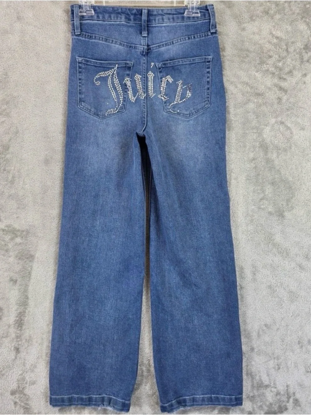Juicy Couture lunita high rise wide leg jeans rhinestone bejeweled NWOT size 26